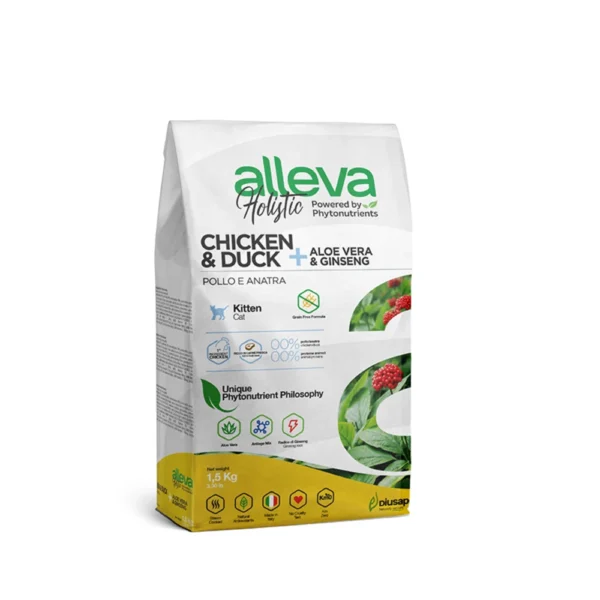Hrana Za Kotki Alleva Holistic Kitten S Pileshko I Pateshko I S Aloe Vera I Zhenshen 15kg