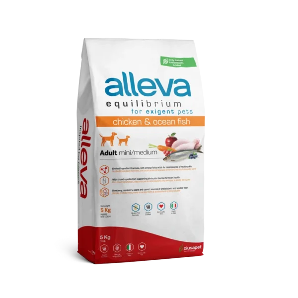 Croquettes Alleva Equilibrium Maintenance Poulet & Poisson chien adulte toutes races 5kg