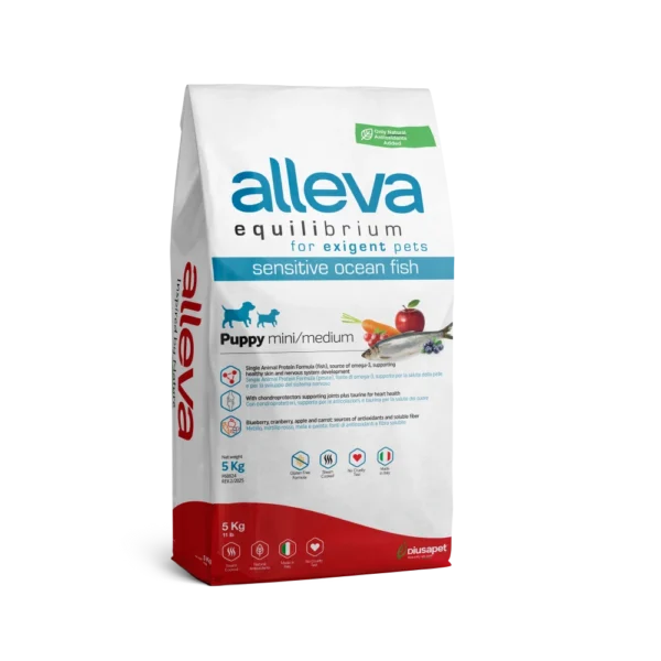 Croquettes Alleva Equilibrium Sensible Poisson chiot mini/medium 5kg